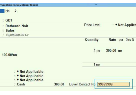 Buyer Contact details in POS voucher and POS Register  Tally Prime TDL