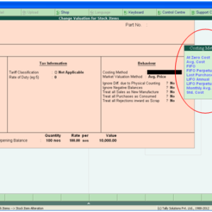 Auto Change Valuation for stock items in TALLY PRIME
