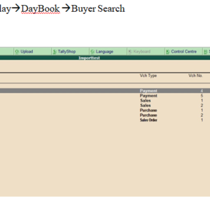 BUYER SEARCH IN DAYBOOK & SALES REGISTER Tally Prime TDL