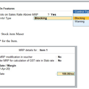 Controls on Sales Rate above MRP Rate Tally Prime TDL