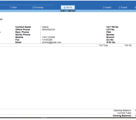 ADVANCED LEDGER DISPLAY TALLY PRIME