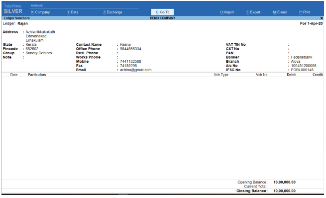 ADVANCED LEDGER DISPLAY TALLY PRIME